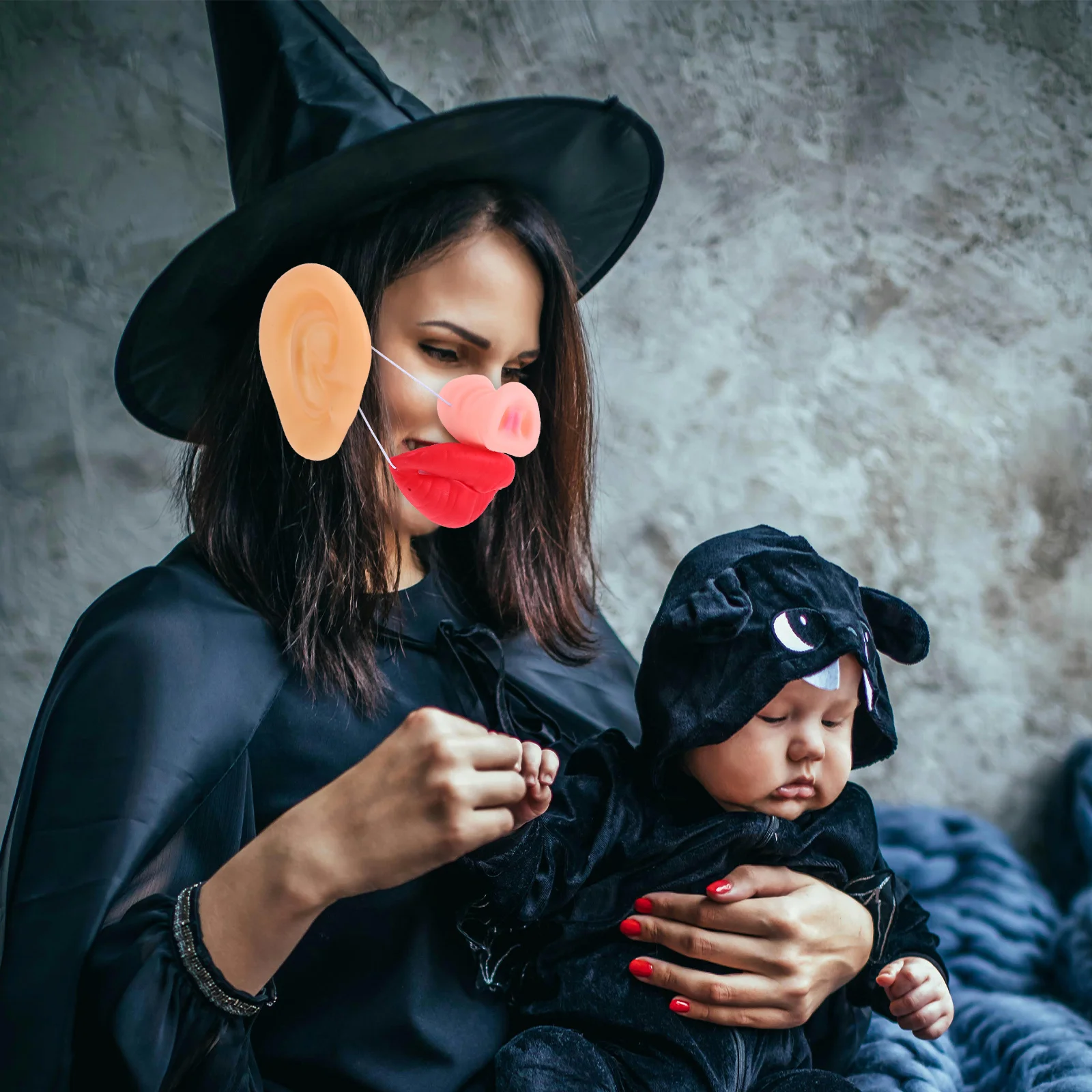 1 Set Realistisches Schweinenasen-Kostüm Weiche Latex-Schweineohren Set für Halloween-Party Kinder Erwachsene Cosplay Bauernhof-Tier-Themen-Event