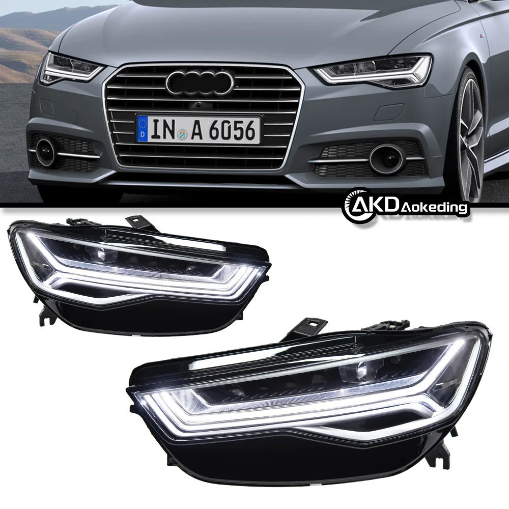 المصابيح الأمامية للسيارة أودي A6 C7 LED المصباح 2012-2018 المصابيح الأمامية A6 C7 DRL بدوره إشارة عالية شعاع إشارة ديناميكية العارض عدسة