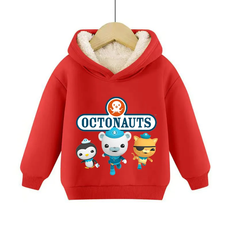 Octonauts هوديي ملابس الأطفال الكرتون سميكة الدافئة قمم صبي فتاة معطف الاطفال الشتاء عارضة قمصان سويت شيرت بقلنسوة هدية عيد الميلاد #3