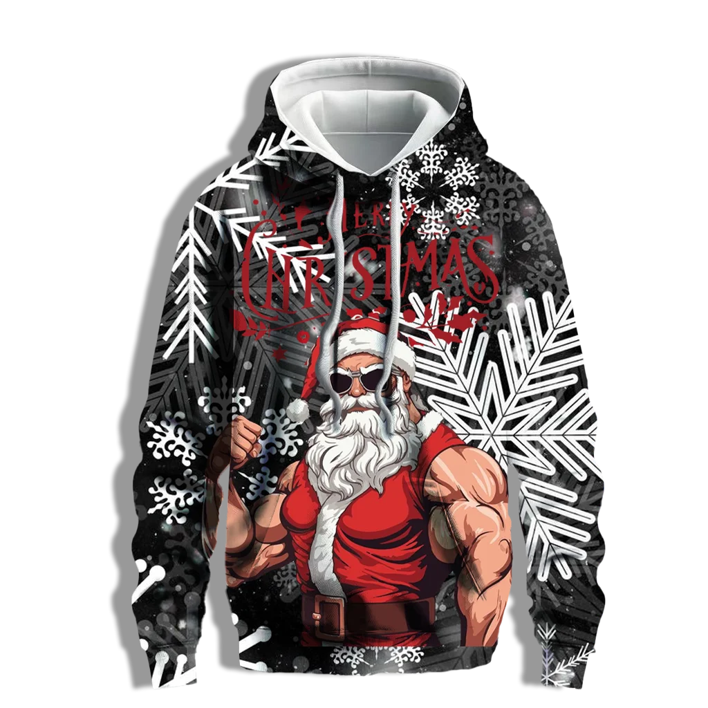 

Christmas Men's Graphic Hoodie Santa Fitnes Prints Casual Fun 3D Pullover Holiday Fashion Hoodies Thin Style Long Sleeve Hooded