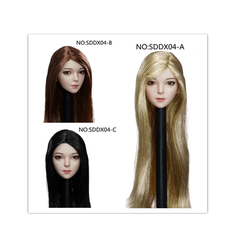 

1/6Scale Head Carving SUPER DUCK SDDX04 Female Movable Eye Model PVC Plant Hair Long Straight 12Inch Action Figure Body Doll