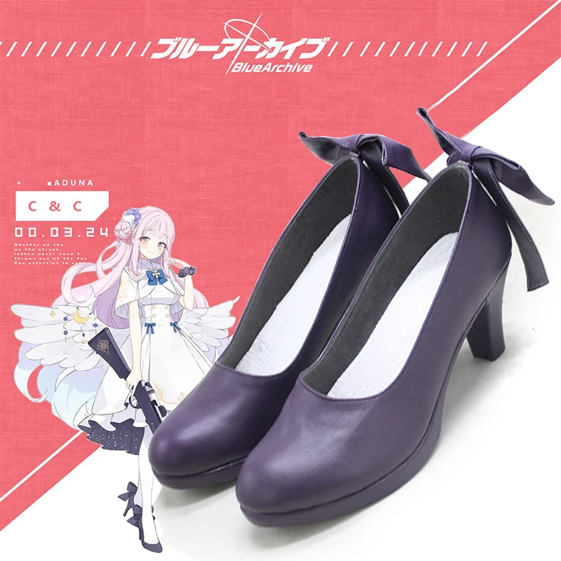 

The Blue Archive Cos Misono Mika Cosplay Cute Bow Purple Prop Shoes Halloween Female high heels Shoes