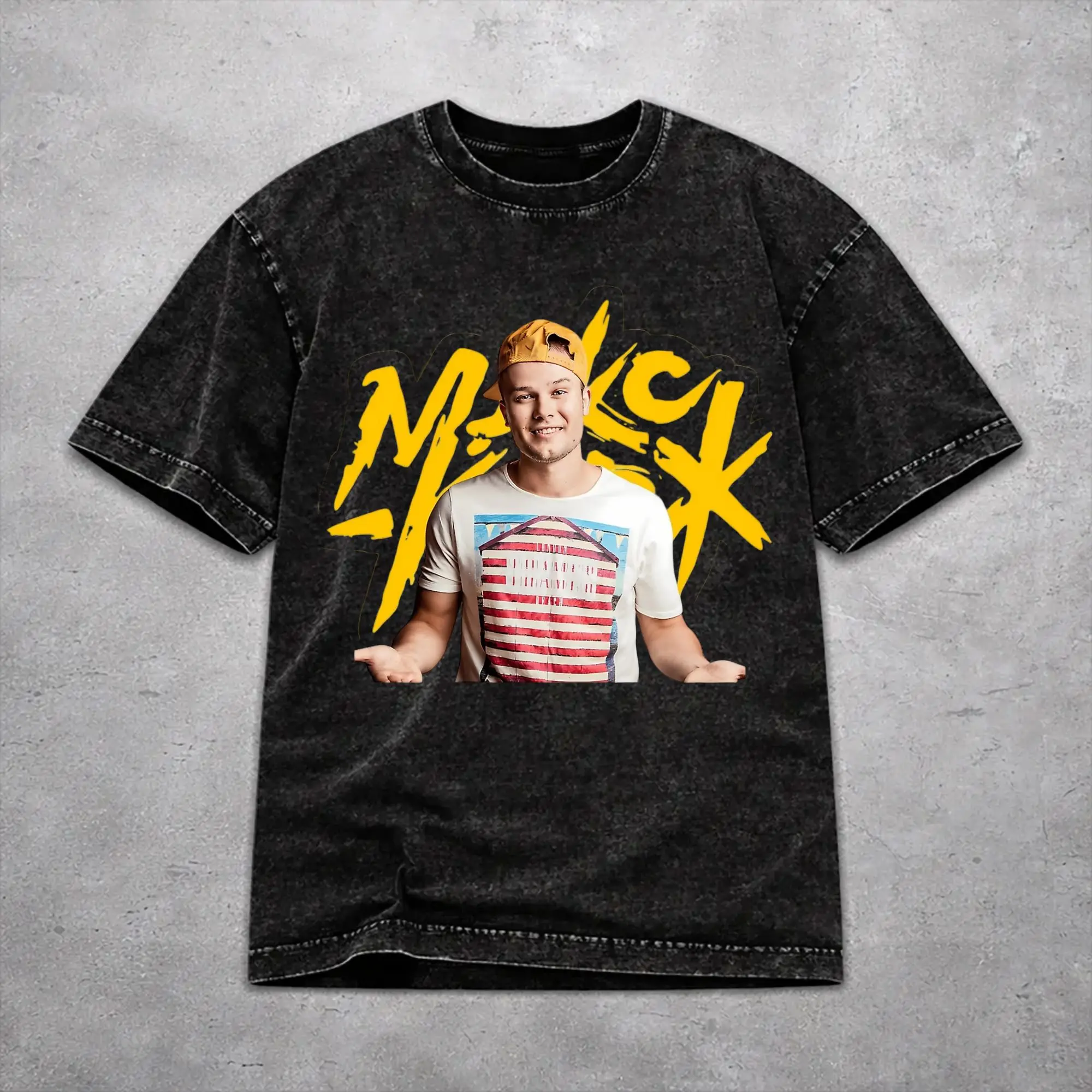 Men Women Harajuku Washed T-shirts Max Korzh Singer Printed Shirt Outfit Oversize  Tee Shirt