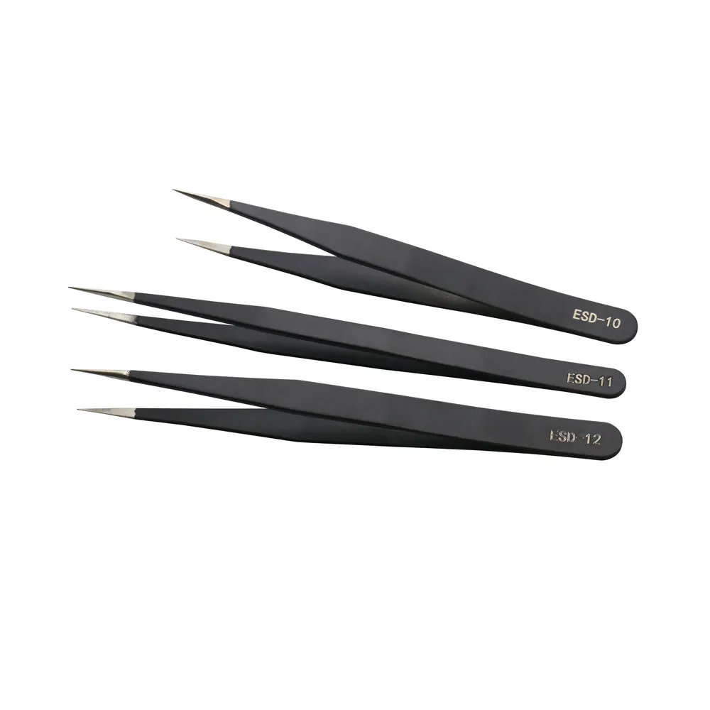 1/6pcs Precision Tweezers Set ESD Anti-Static Stainless Steel Tweezers Repair Tools for Electronics Repair Soldering Craft Tools