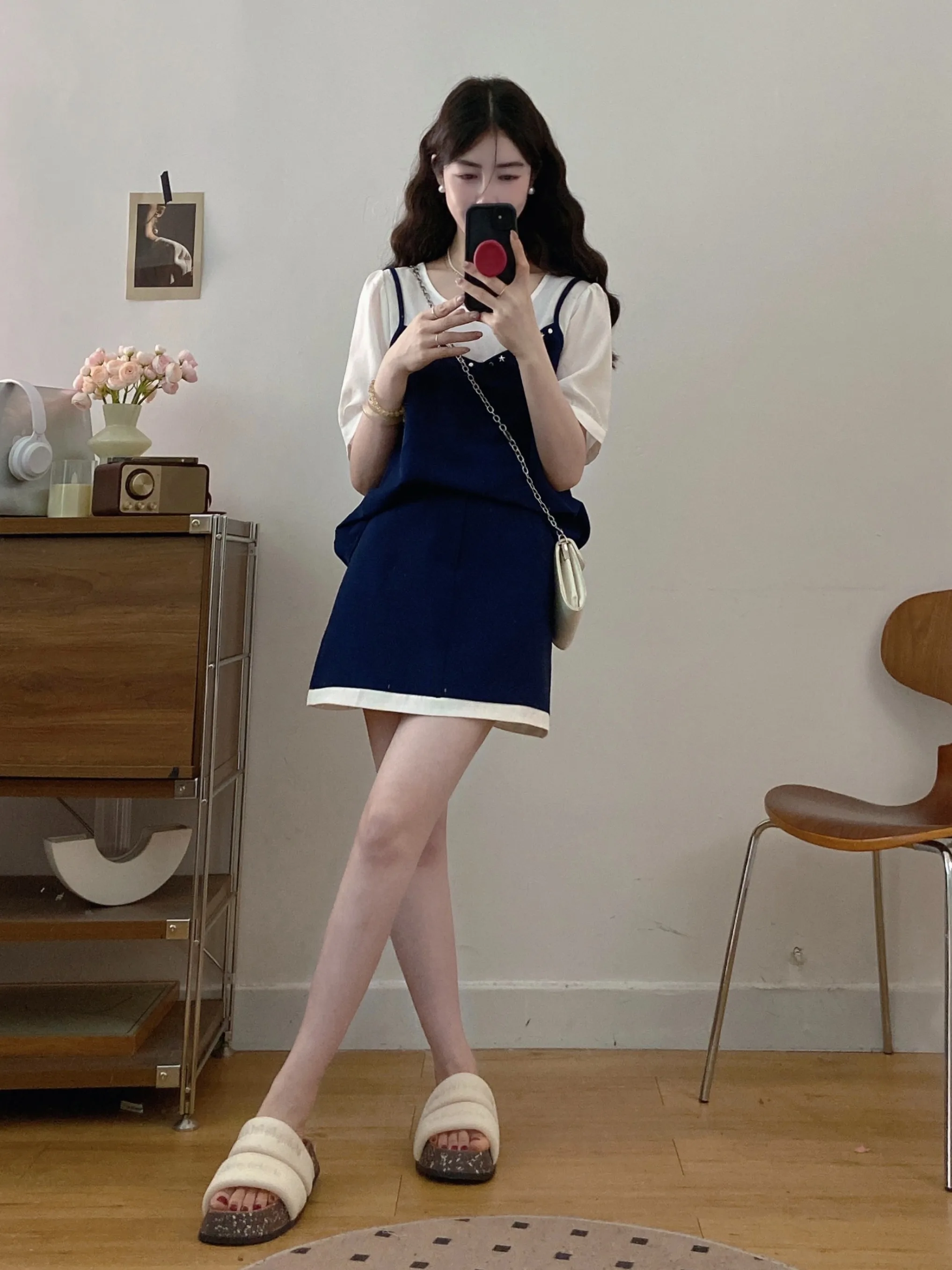 plus Size Women's Casual Shirt And Skirt Set Short Sleeve Meat Concealing Summer Fashion High Waist Half Body Skirt Ensemble