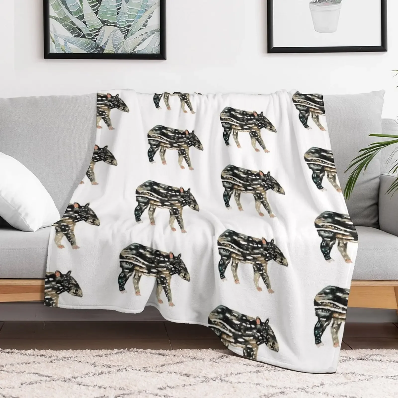 Baby Malayan Tapir Watercolour Throw Blanket Designers Flannel Fabric anime Custom Blankets