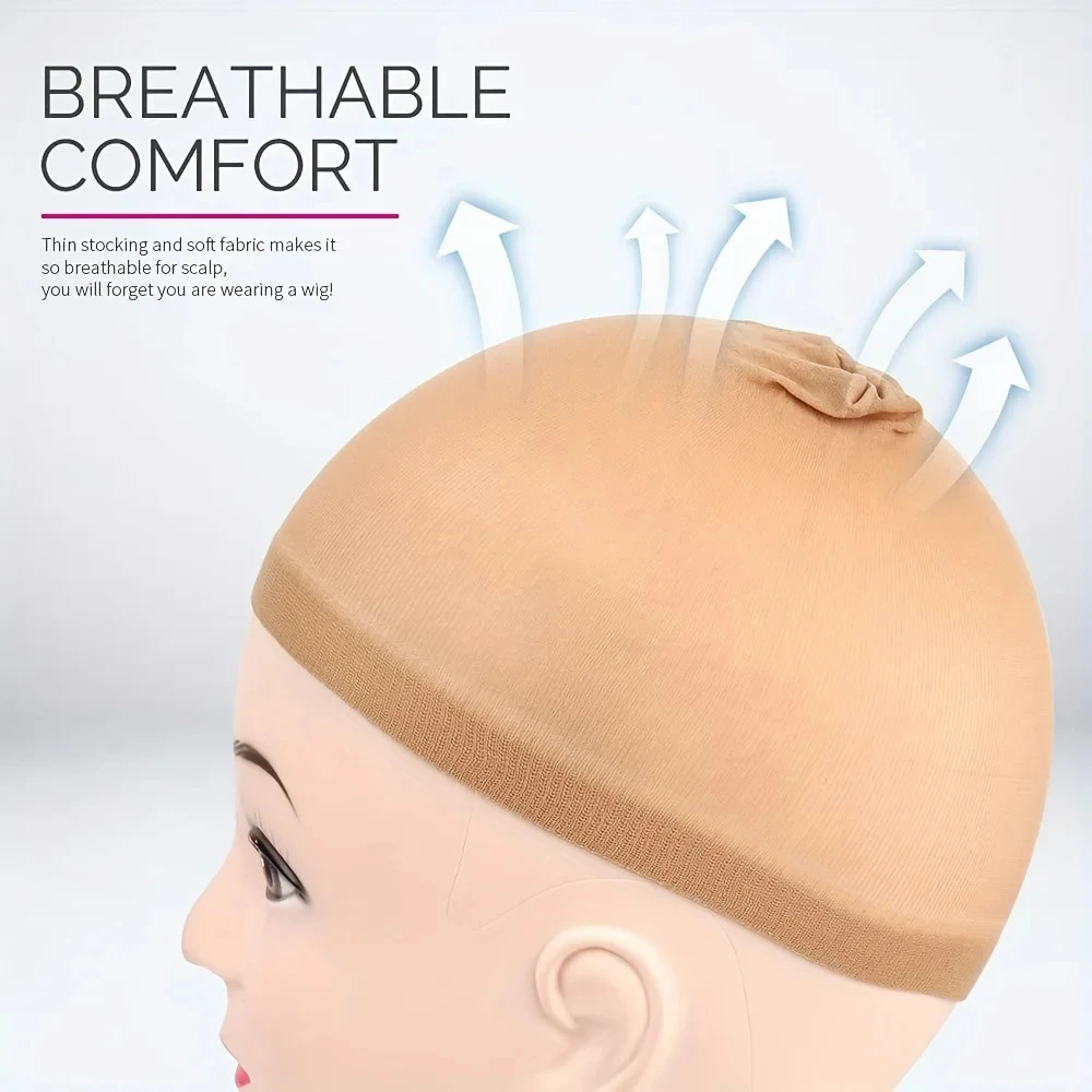 2pcs/10pcs HD Wig Caps Non-Slip Stretchy Stocking Nylon Wig Caps For Women Soft And Breathable Close End Invisible Nude Wig Caps image 3