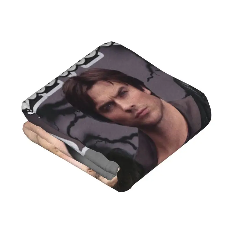 Custom 3D Printed The Vampire Diaries Blankets Breathable Soft Flannel Winter Ian Somerhalder Throw Blanket for Couch Car Bed