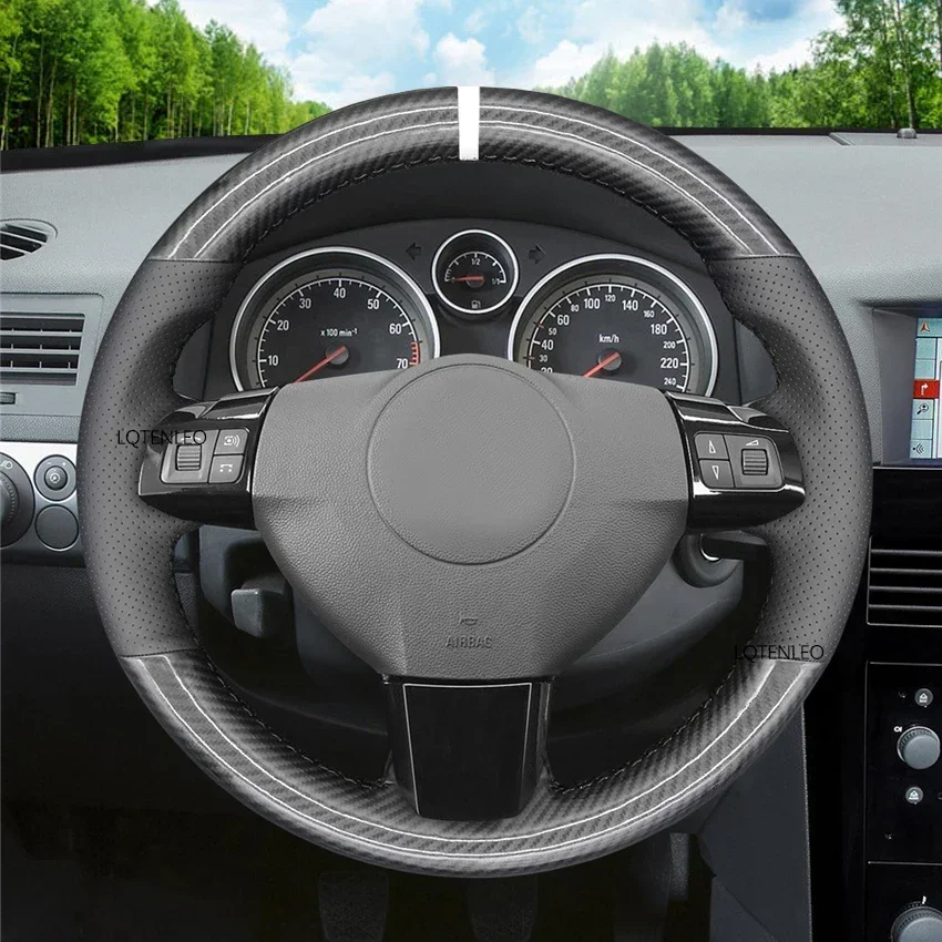 Black Artifcial Carbon Leather Steering Wheel Cover for Opel Astra Signum Vectra Zaflra Vauxhall Signum Holden Astra 2004-2014