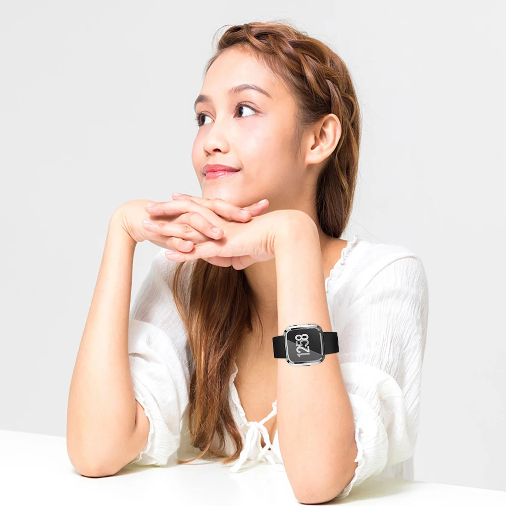 

Shockproof Protective Cover Compatible With Fitbit Black Durable Tpu Watch Case Anti-Shock Fashion Accessory