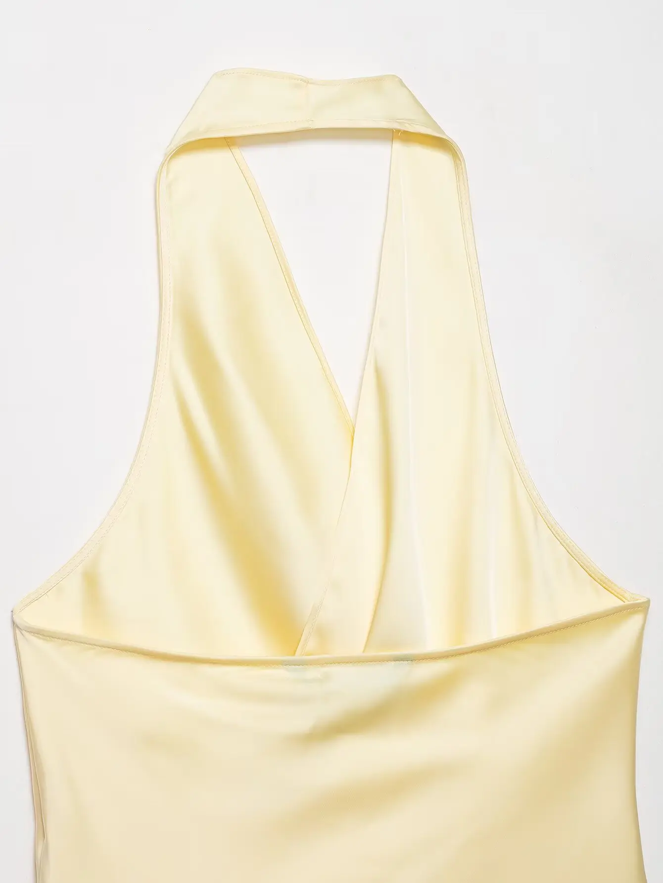 HH Damen Sommer Satin Neckholder-Top Damen Wickel-Bluse mit V-Ausschnitt und Rückenbindung Asymmetrische Bluse Niedliche Alltags- Urlaubs- und Geschäftskleidung – Detail 18