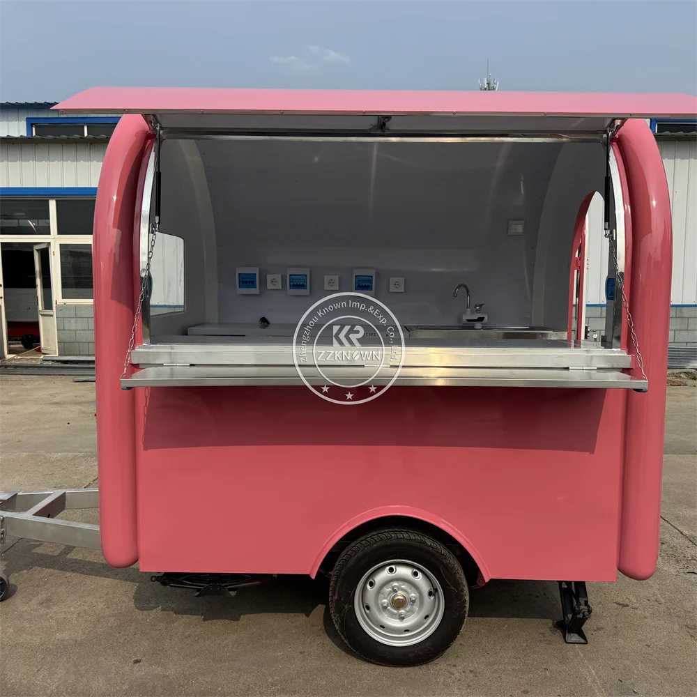 CE Certified Outdoor Food Selling Truck Mobile Fast Food Van Street Catering Pizza Burger Food Trailer With Complete Kitchen