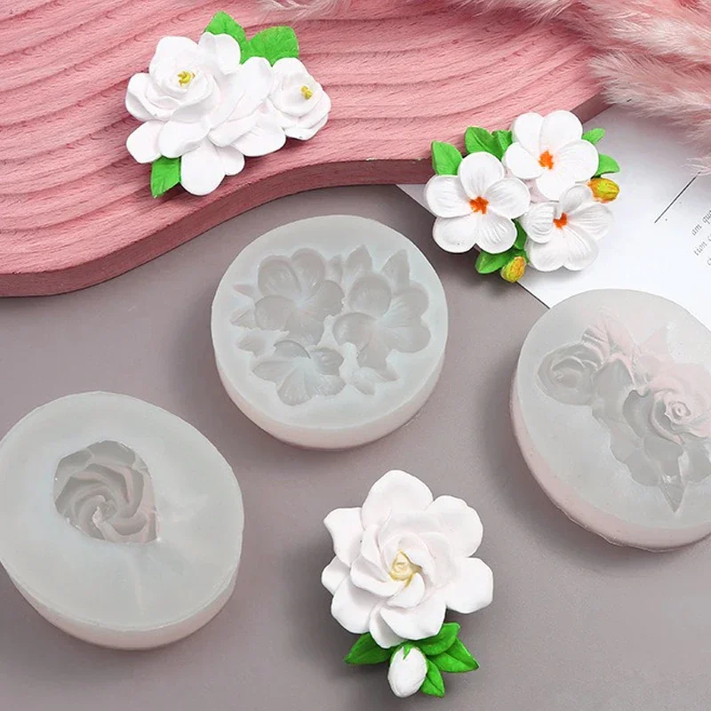 Gardenia Frangipani Silikonform DIY Kuchendekoration Blume Schokolade Backform 3D Blume Gips Handwerk Harz Zement Formen