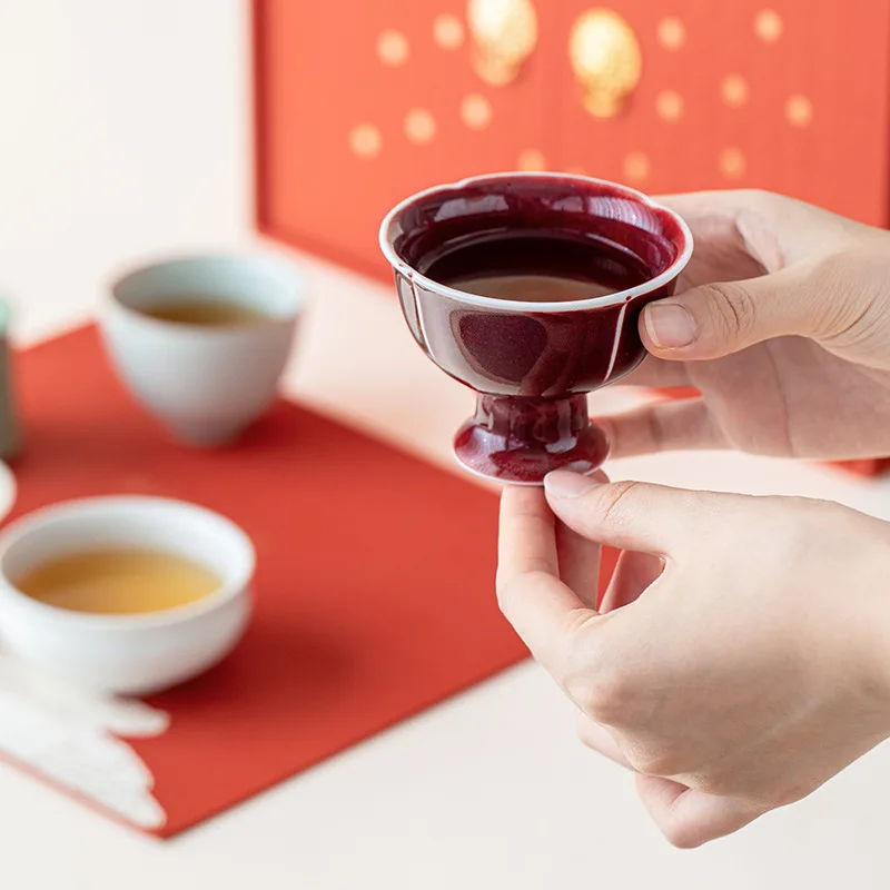 Five Famous Kilns Five Blessings Cup Gift Box Chinese Ceramic Teacup Tasting Cup Master Cup Gift