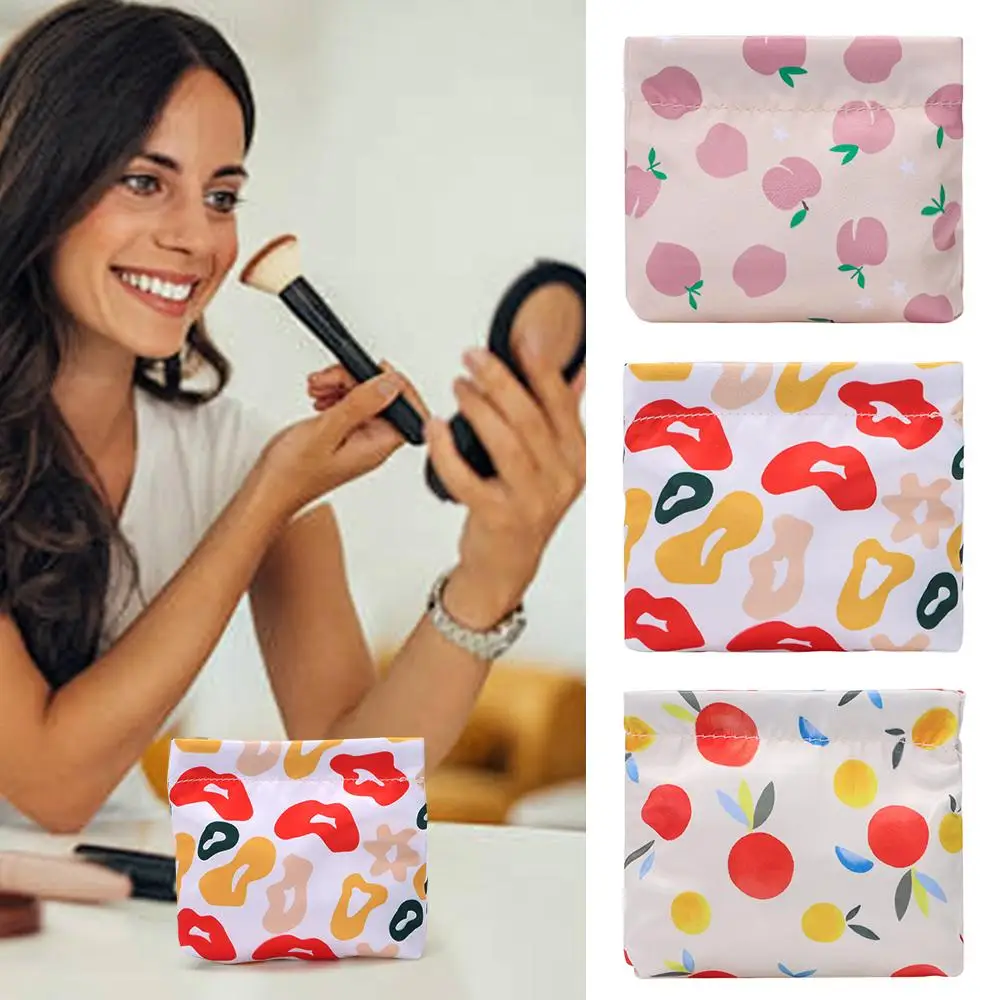 New Portable Makeup Storage Bag Cotton Compact Coin Money Bag Automatic Closure Lipstick Bags Travel