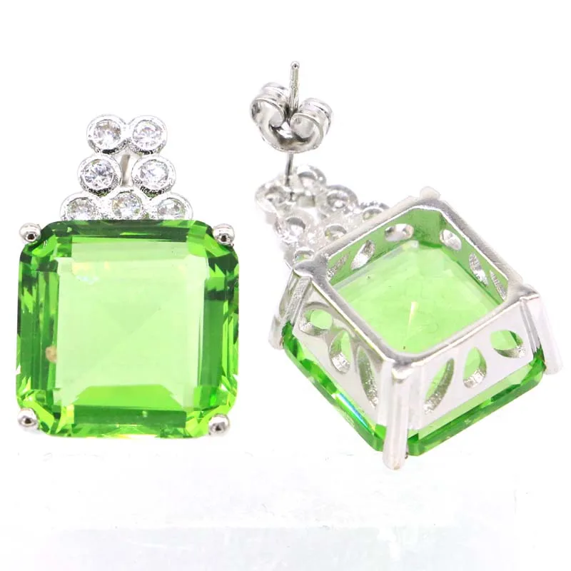 925 Solid Sterling Silver Earrings 11g Customized Green Tsavorite Garnet Pink Tourmailne London Blue Topaz Aquamarine CZ