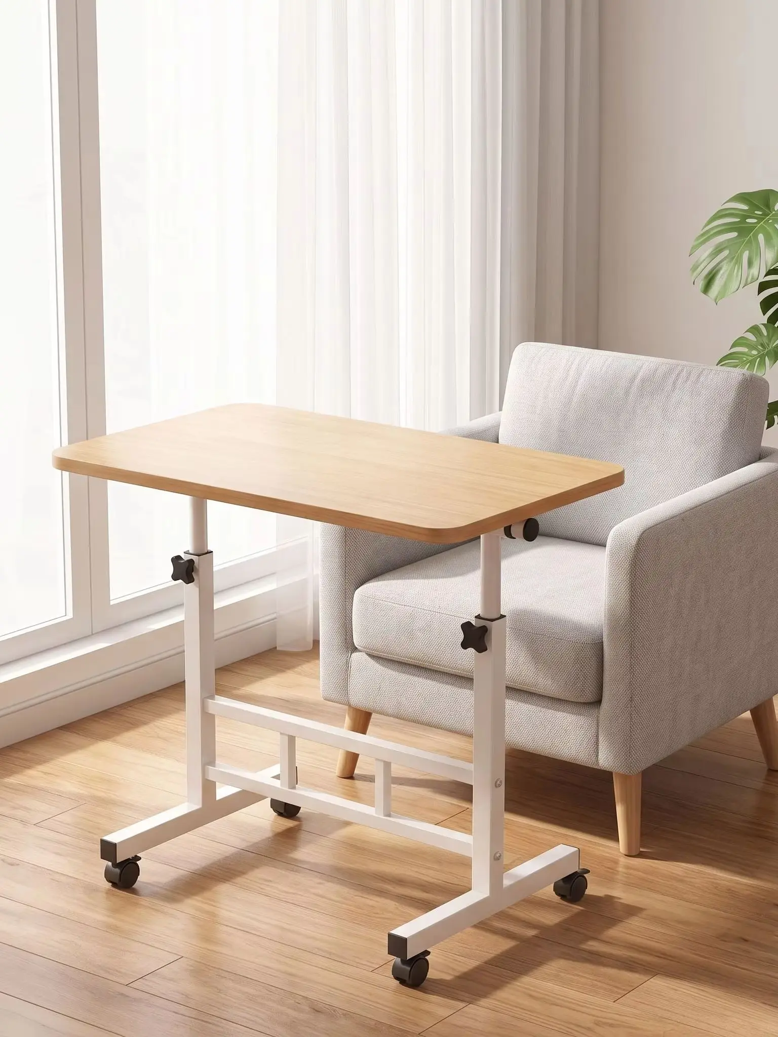 60 cm mobiler Stehschreibtisch mit Rollen, höhenverstellbarer Laptoptisch, tragbarer Schreibtisch für Studentenwohnheime