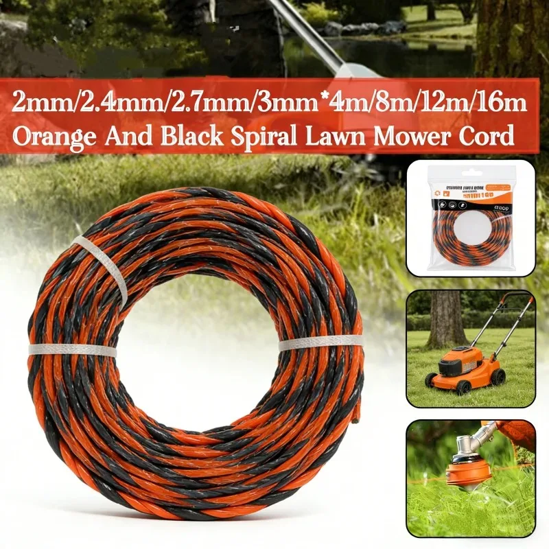 LUSQI 4000MM-16000MM Mowing Nylon Grass Trimmer Rope 2mm-3mm Brush Cutter Strimmer Line High-Efficiency Nylon Brushcutter Line