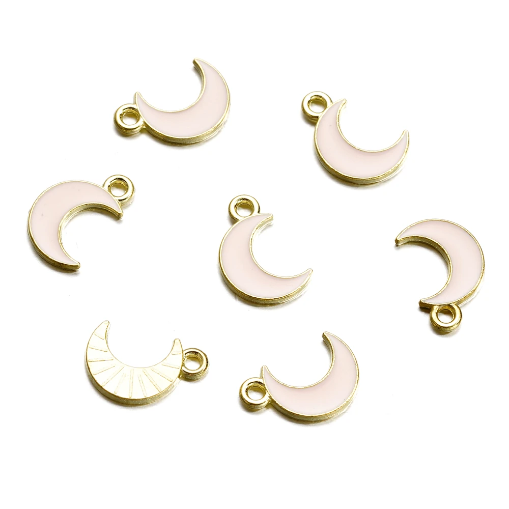 10Pcs Moon Charms Alloy Enamel Pendants Charms for Jewelry Making Earrings Necklace Key Chains Jewelry Accessories Wholesale