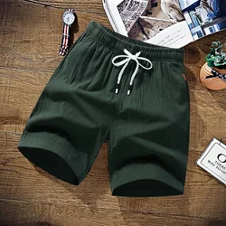 Summer Shorts Men Solid Casual Shorts Men 100% Cotton Cargo Shorts Brand Beach Shorts Cotton Linen Boardshort Asia Size M-9XL