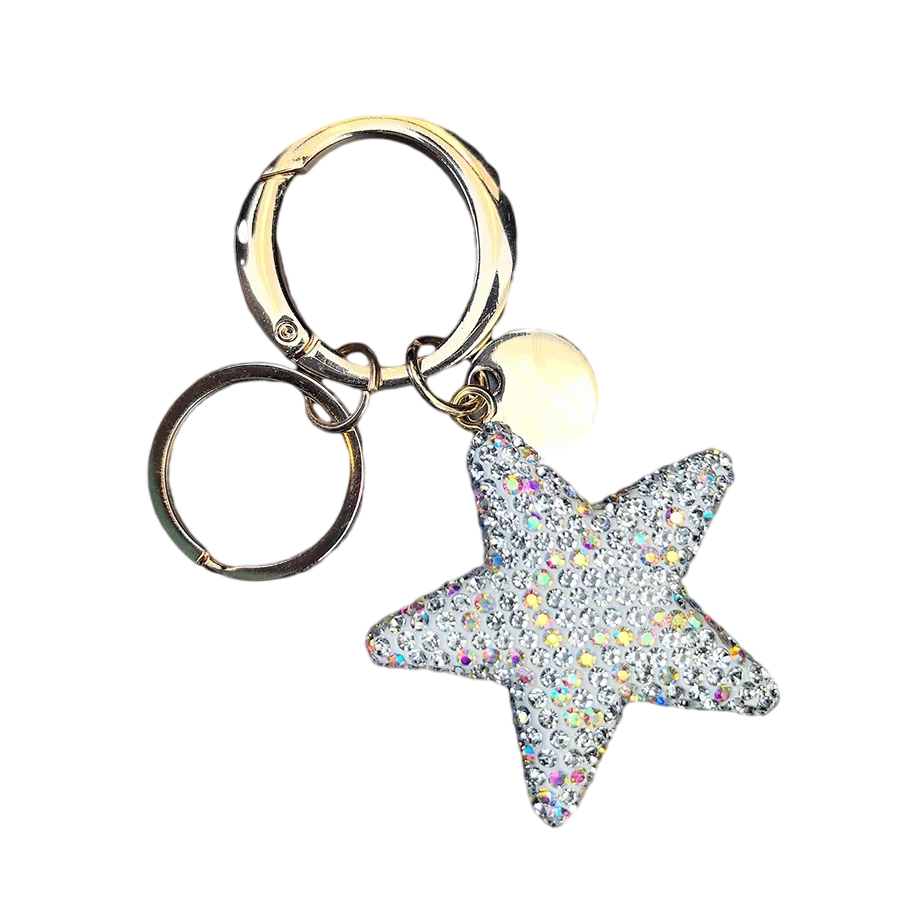 Creative Diamond-Encrusted Five-Pointed Star Keychain, Artificial-Encrusted Diamond Keychain, Bag Pendant