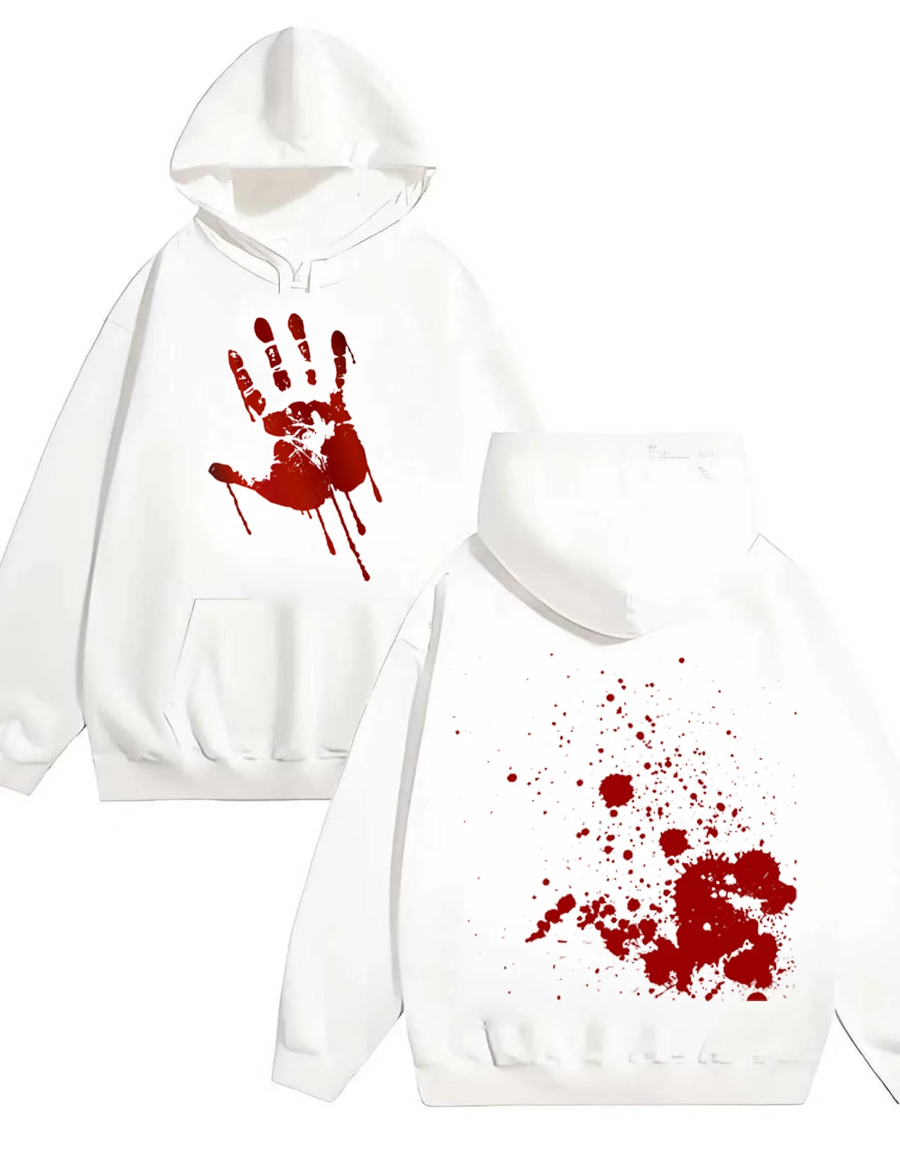 La nueva popular sudadera con capucha de terror de Halloween de 2025 y estampado de sangre, moda holgada e informal, resistente 330G