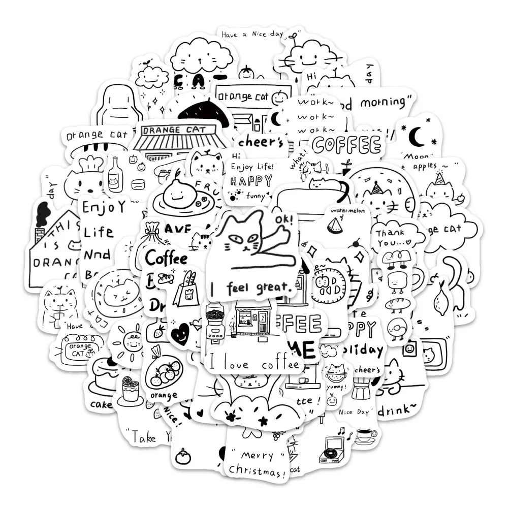 

100PCS Cartoon Cute Orange Cat Doodle Stickers Creative Waterproof Decals Decorative Mobile Phone Case Water Cup Kids Gifts