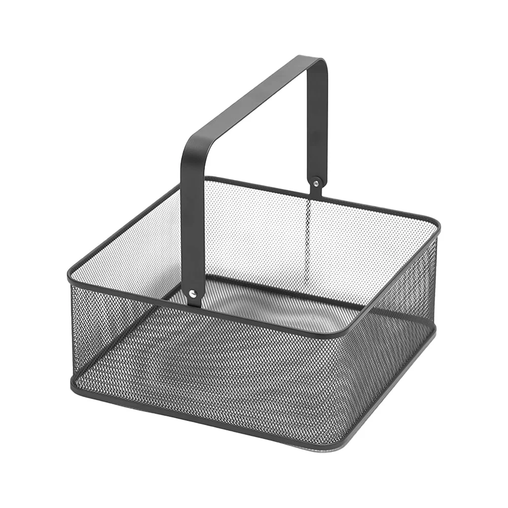 

Basket Medium Metal Storage Box Black Household Square Storage Case for Kitchen Desktop Bathroom Organization