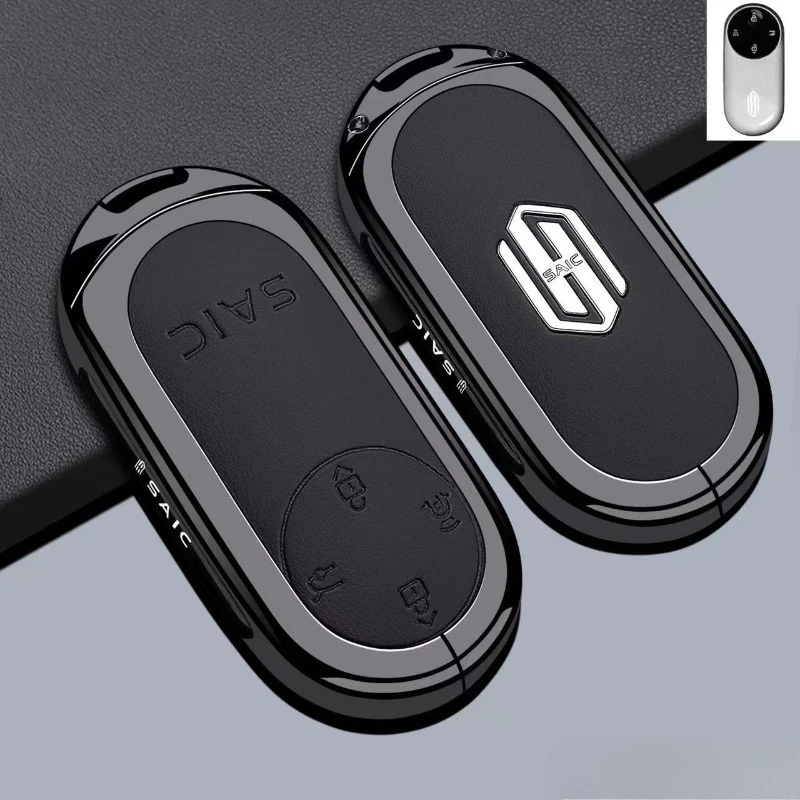 Zinc Alloy Cover for 2025 SAIC Shangjie H5, Case Shell for Smart Key Card with Keychain, Anti-Bend & Scratch Proof Keycase