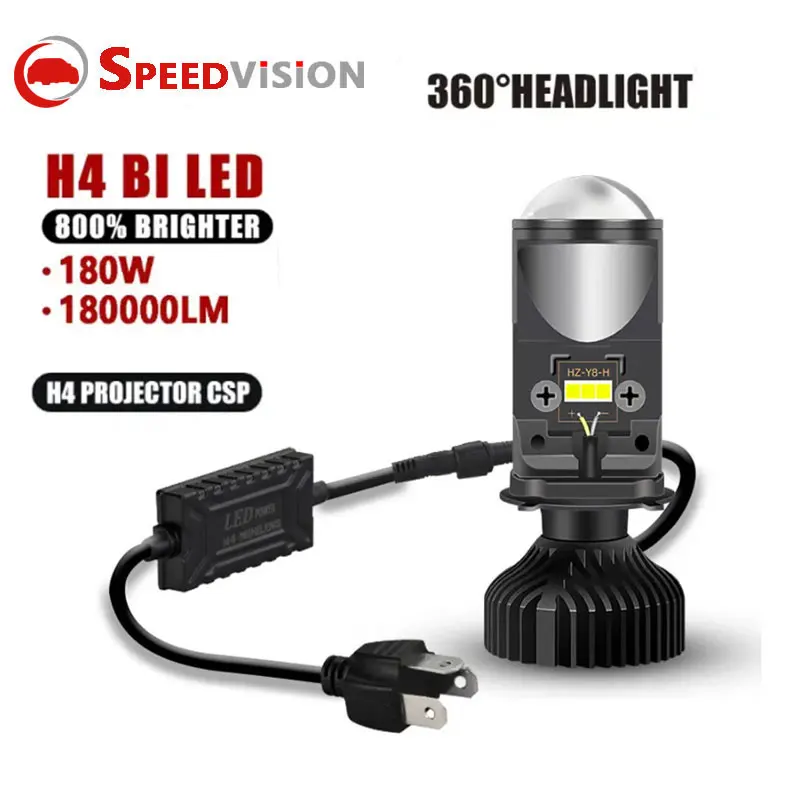 

H4 Bi LED Lens Projector Mini Bulb 180W Canbus 180000LM Fanless HeadlightS Car Motorcycle Dual High Low Beam 12V-24V Plug&play