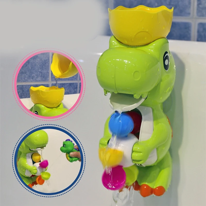 Dinosaur Shower Toy Watermill Water for Play Game Set Summer Gift for Children Strong Suction Fixed Toddler Favor Playse