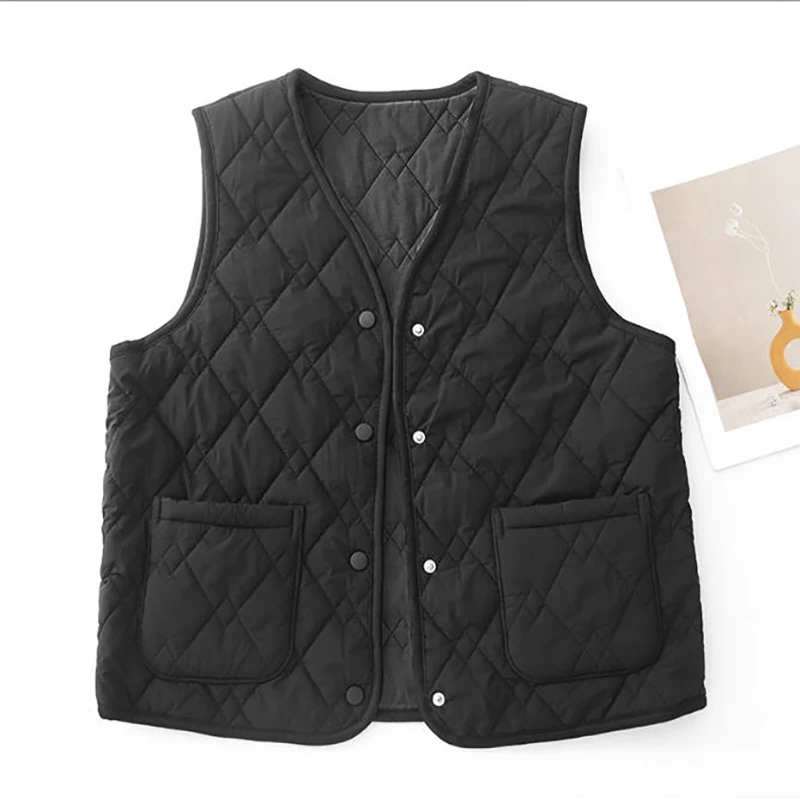 Warm solid color women vest autumn and winter Korean fashion vest slim fashion  2025 Casual Elegant horse clip jacket for women