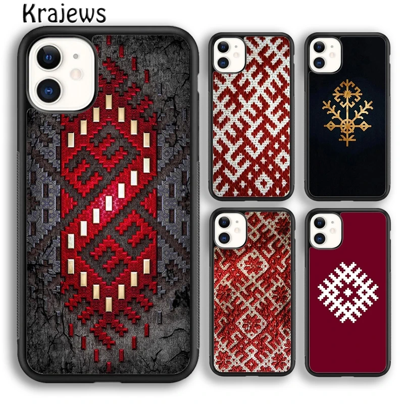 Krajews Latvian Ethnic Sun Tree Luxury Phone Case Cover For iPhone 16 15 SE2020 14 6 7 8 plus 11 12 13 pro max coque Fundas