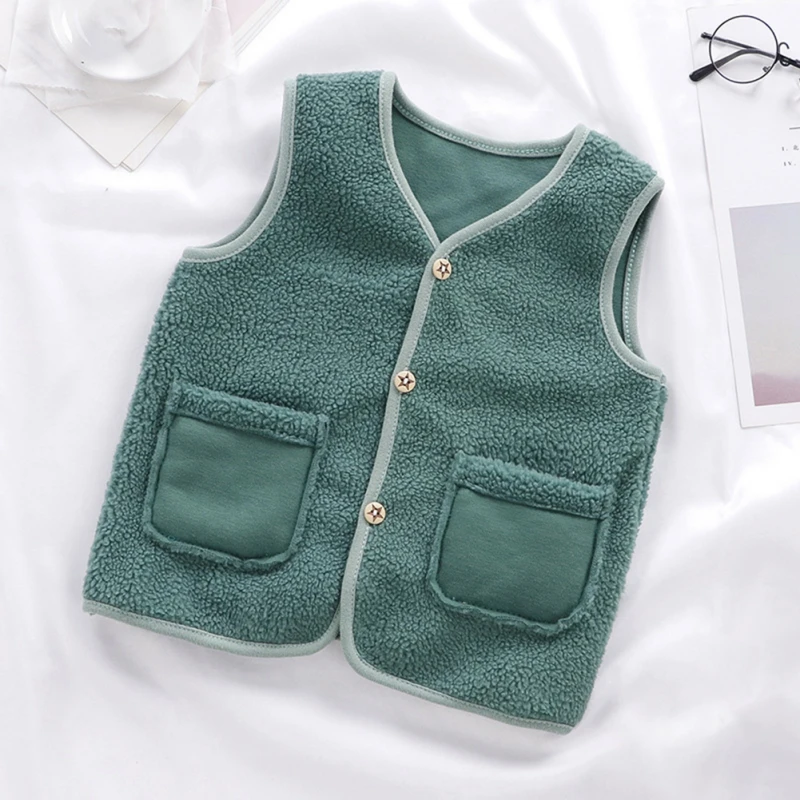 1pc Kids Clothes Waistcoat Children Vest Boy Girl Thicken Velvet lining Keep Warm Jackets Vest Toddler Clothing in Autumn Winter