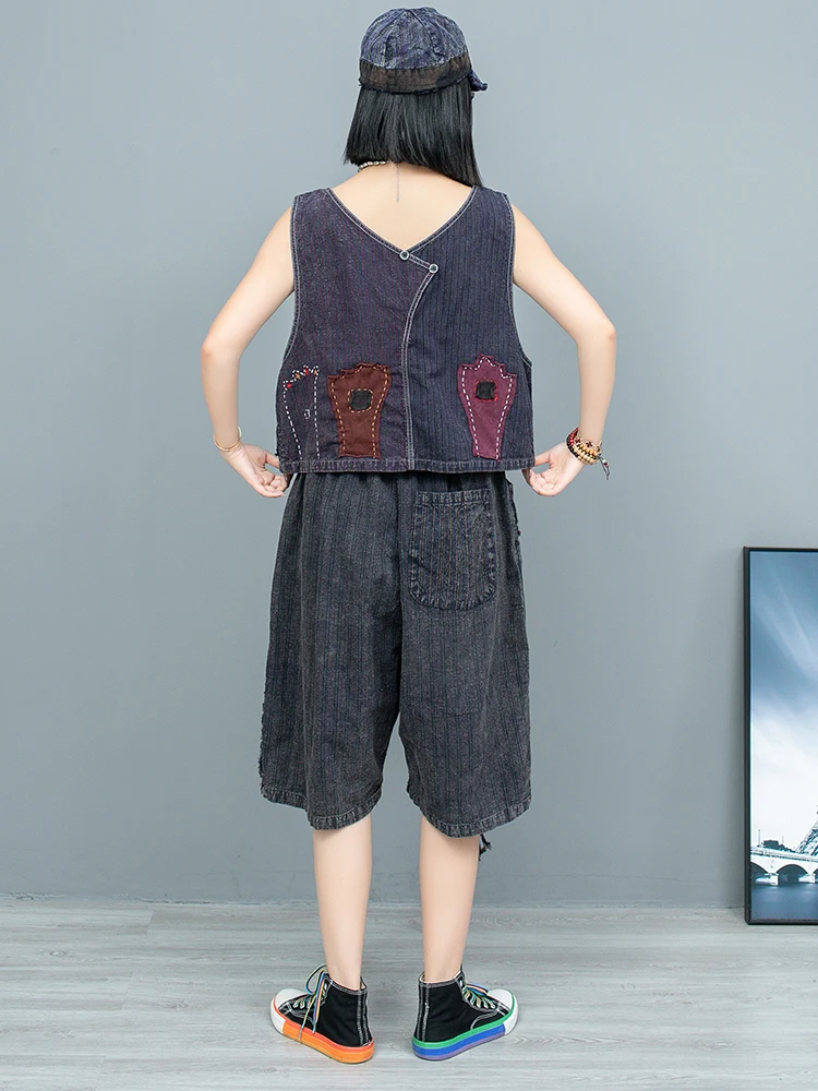 2024 Summer Heavy Industry Hand Embroidered Fabric Strap Vest Women Fashion Vest LX1817