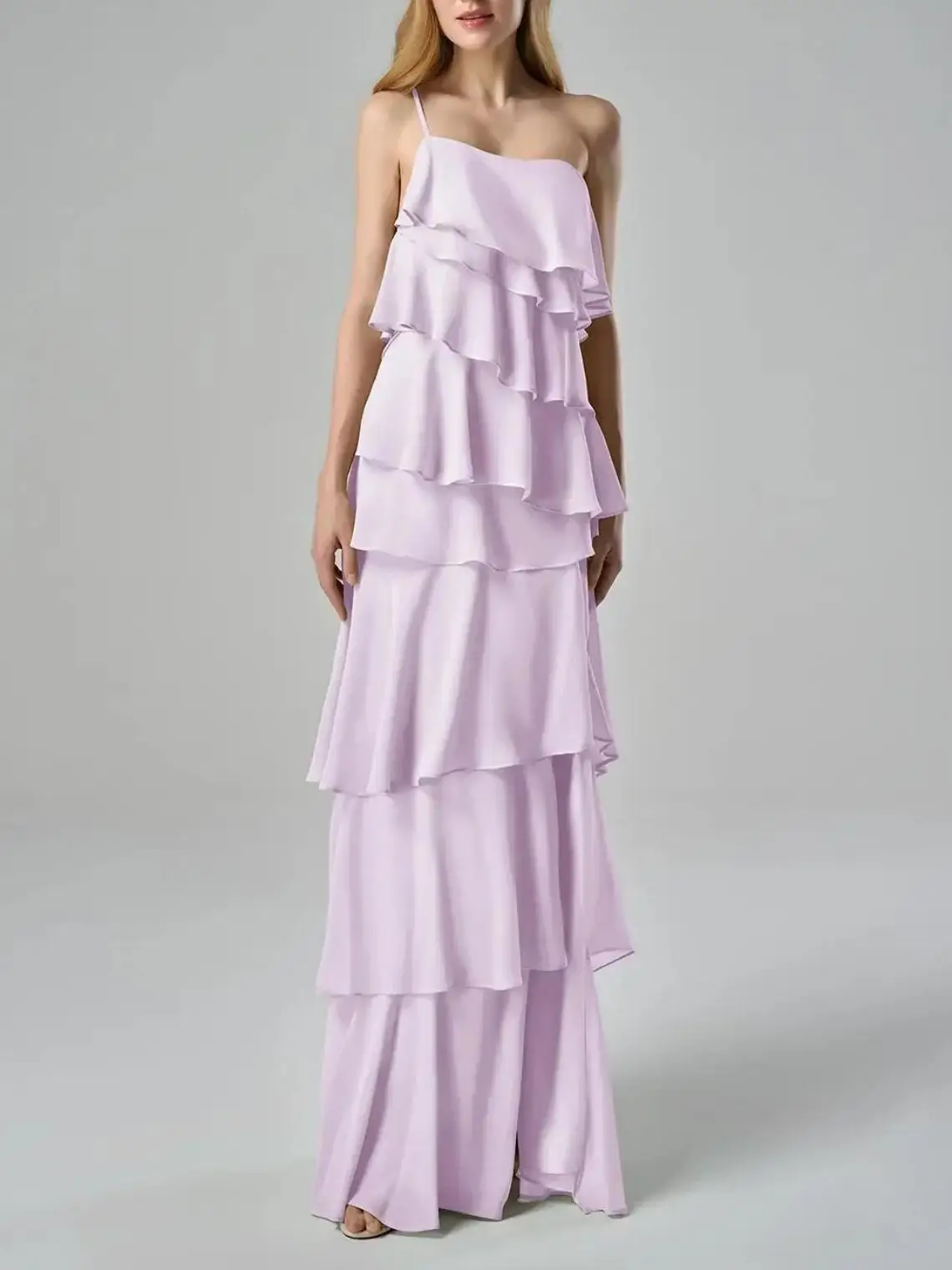 Elegant A-line Prom Evening Dress One Shoulder Chiffon Ruffles Floor Length Sleeveless Wedding Guest Dress 2025 Free Customized