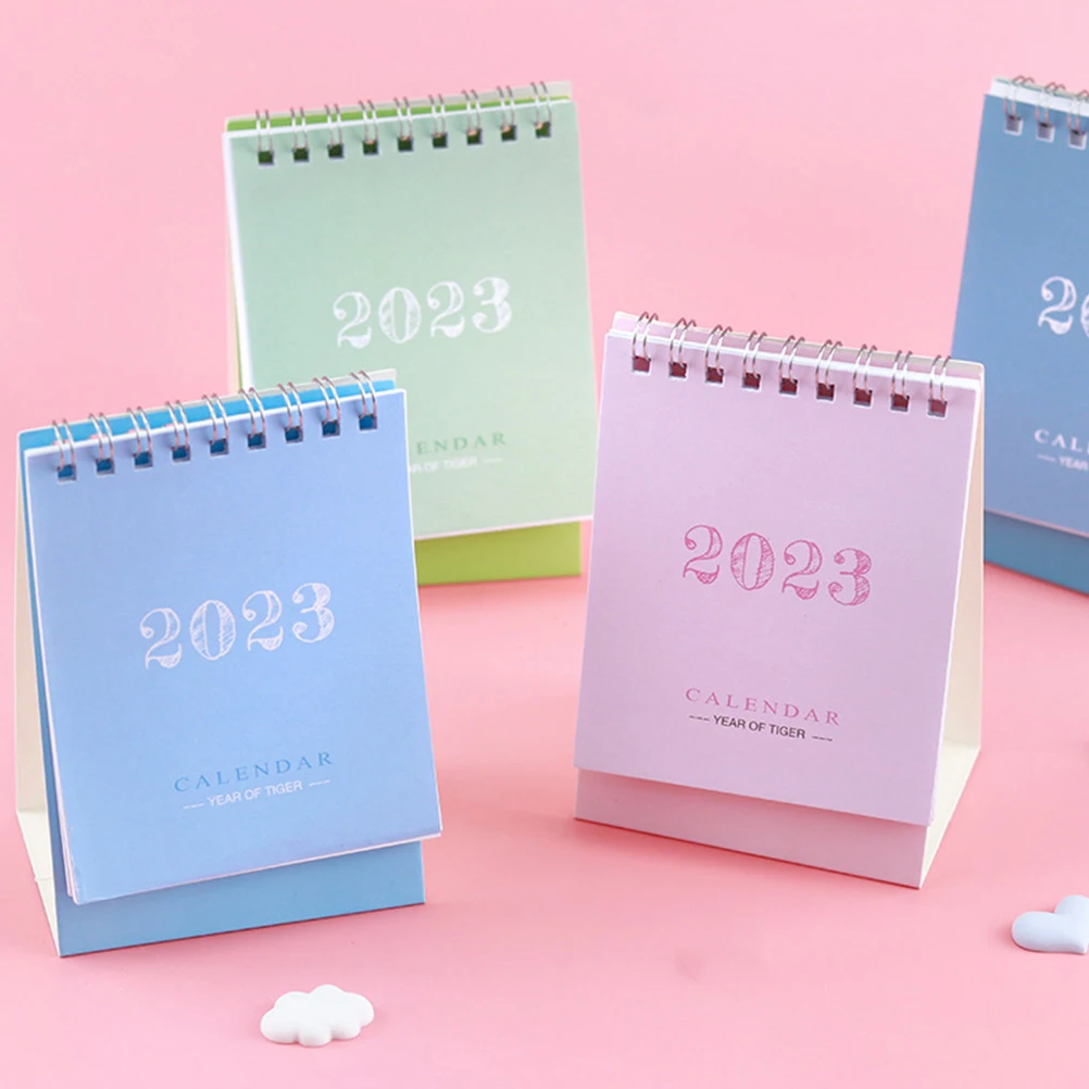 

1pc Mini Desktop Calendar Paper Simple Style Creative Small Planner Triangular Base Lightweight Office Home School 2023