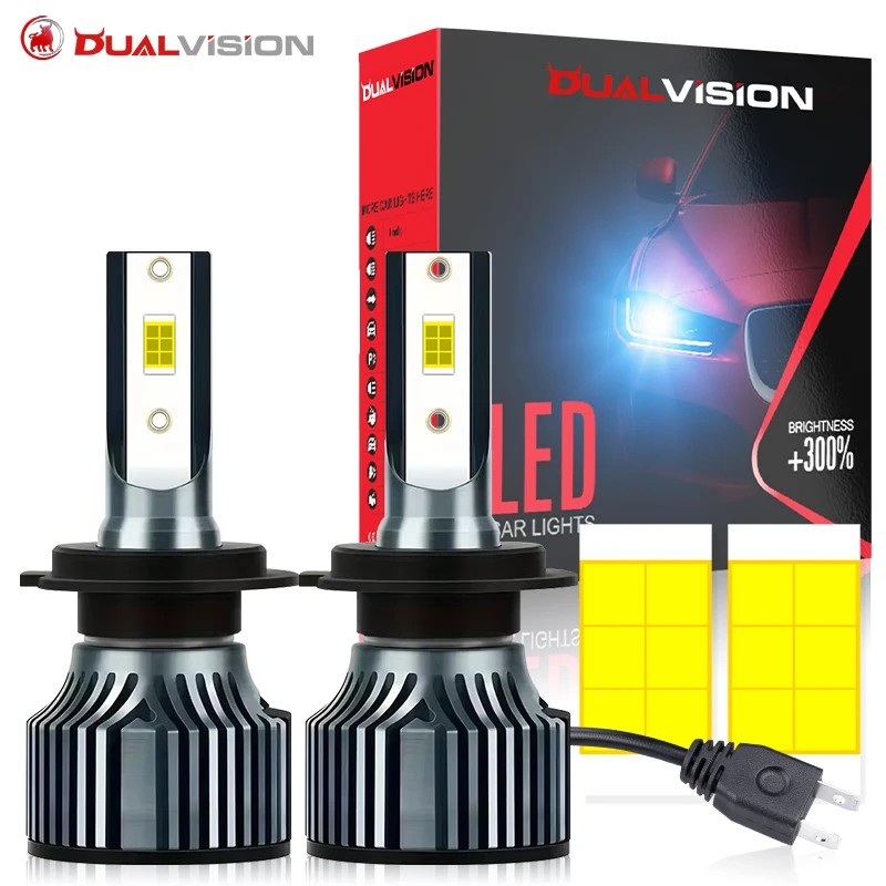 

Dualvision H4 Светодиодная фара 7545 CSP LED H7 H1 H11 H8 9005 9006 HB3 HB4 H9 9012 HIR2 6000K Автомобильная противотуманная лампа 1:1 Мини-диод 12 В