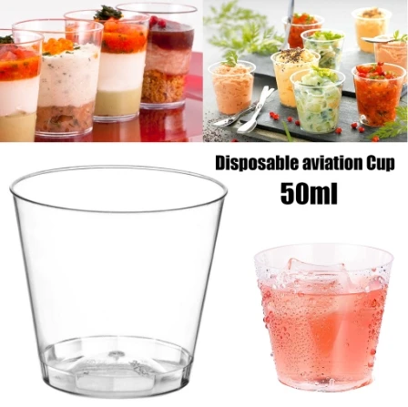 

50pcs 50ML Disposable Cup Pudding Cups Plastic Boxes Ice-Cream Mousse Dessert Picnic Party Packing Dessert Cups