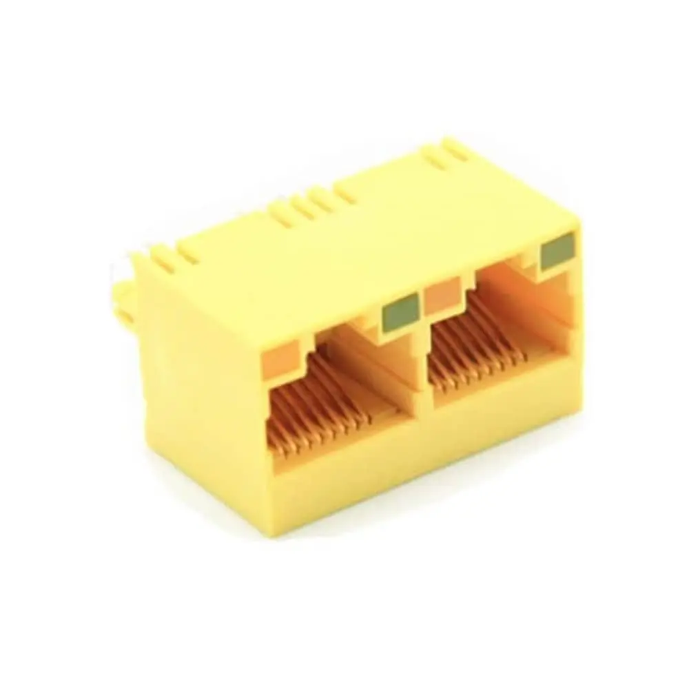 Conectores modulares RJ45 Jack SMT 2Port 8P8C Straight/180Degree 1X2 Conector de red con LED