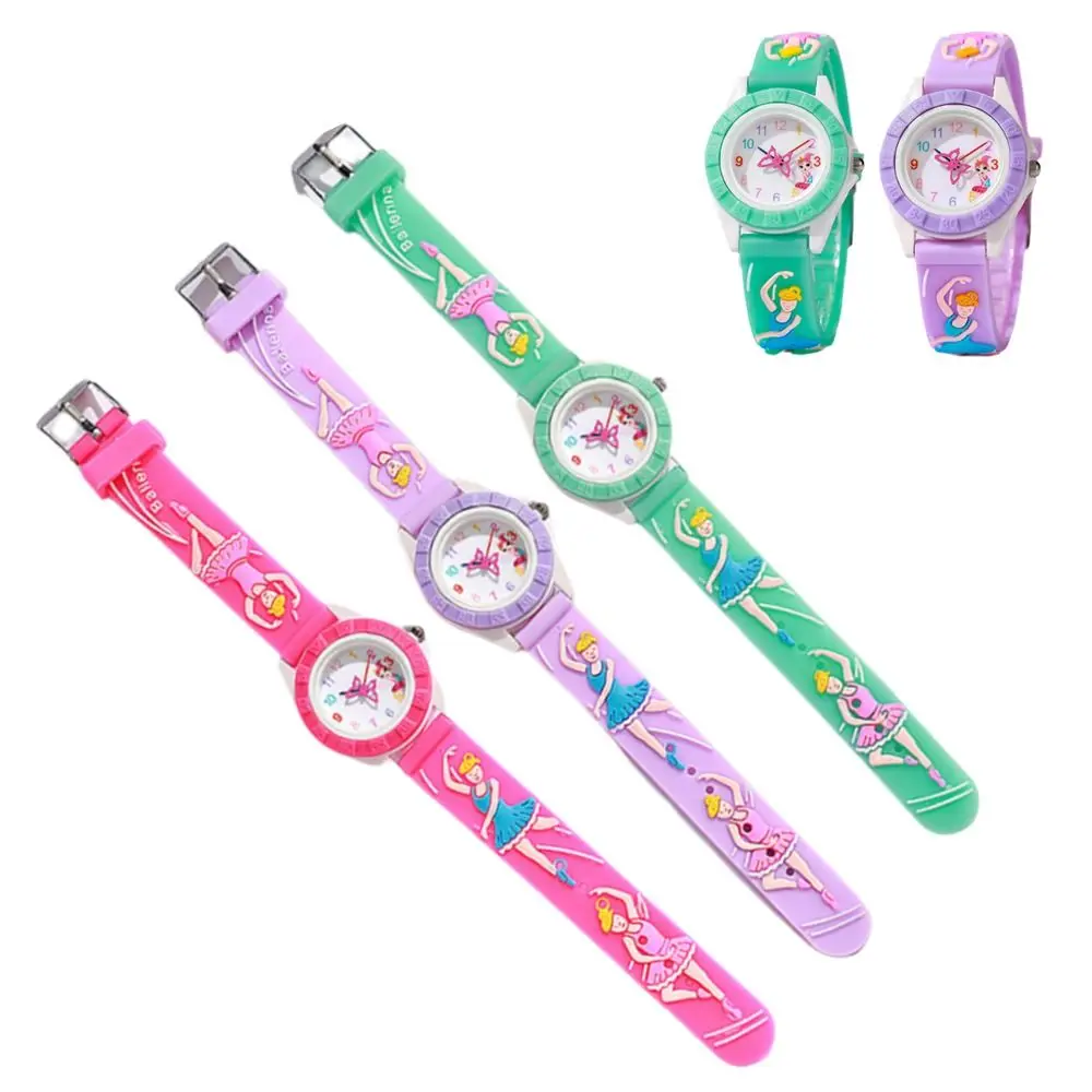 New Candy Color Children's Watch Ballet Girl Design Cartoon Quartz Watch Creative Adjustable Girl's Wristwatch Girls