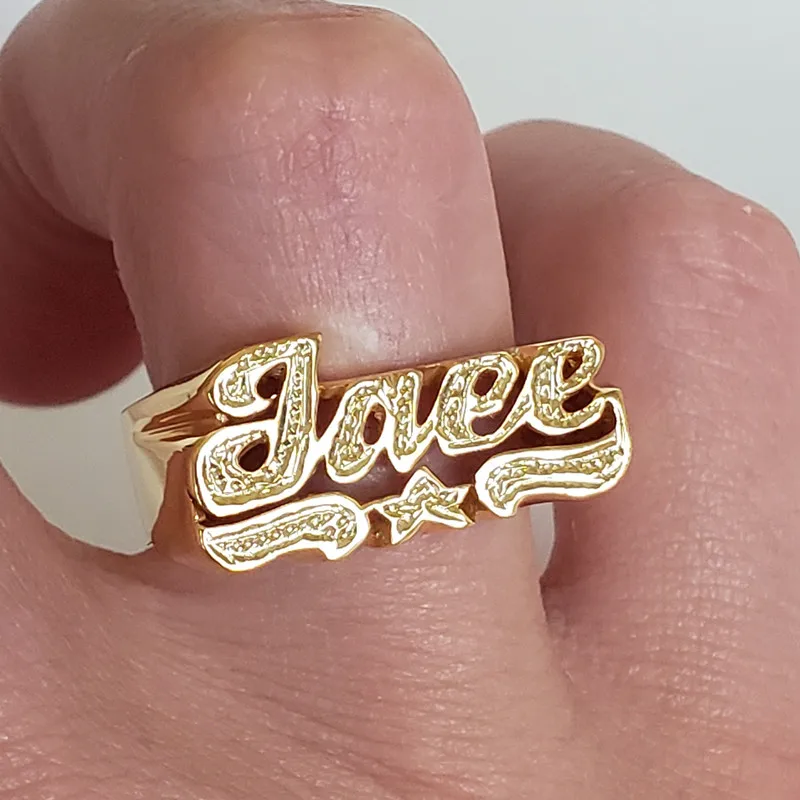 

Personalized 3D Hip Hop Name Ring Fashion Punk Letter Number Ring Customized Stainless Steel Gold Ring For Woman Jewelry