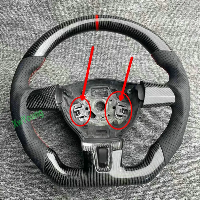 For VW Volkswagen CC Passat Golf 6 (No Buttons And No Paddle Shifters) 100% Real Carbon Fiber Car Steering Wheel