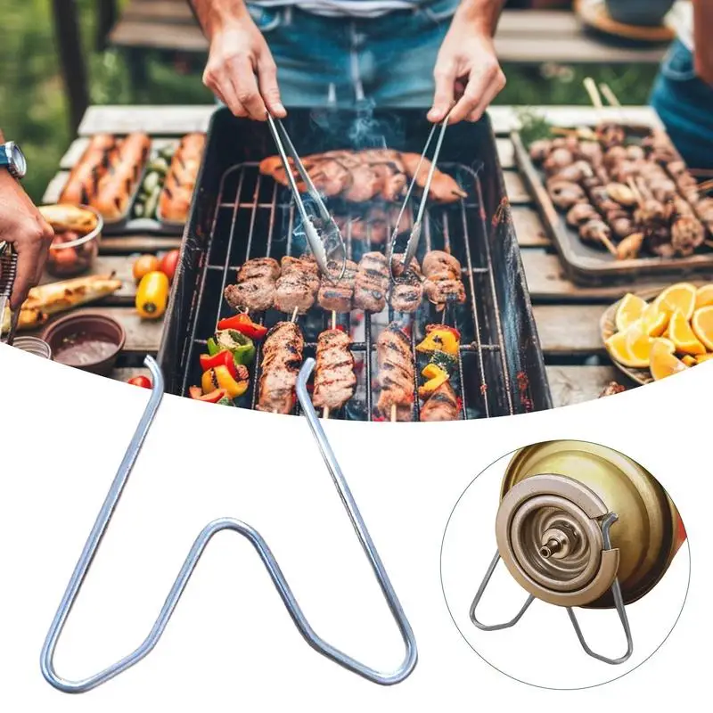 Camping Propane Tank Holder W-Shape Camping Propane Tank Stabilizer Stainless Steel Propane Canister Stabilizer Rack for BBQ