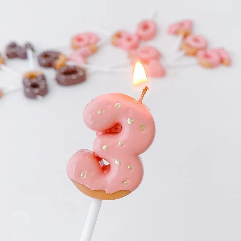 Birthday Cake Candles for Lovely Kids Strawberry Chocolate Cookie Shape Candle Number 0-9 Candle Gender Party Supplies