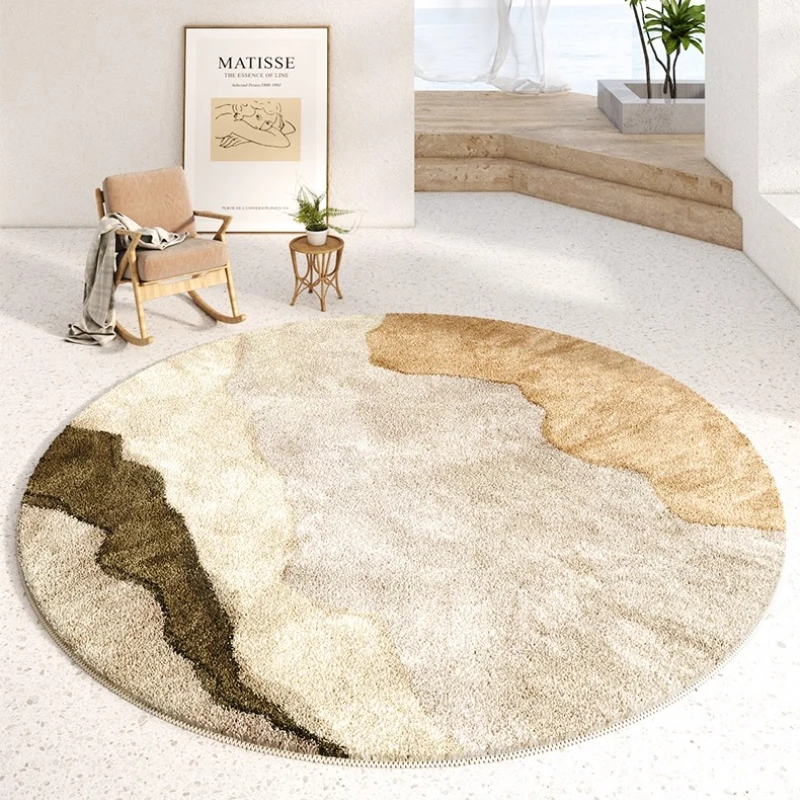 Round Marble Pattern Carpet Living Room Decoration Light Luxury Rugs for Bedroom Fluffy Soft Study Rug Plush Lounge Floor Mat