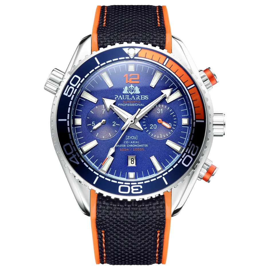 PAULAREIS P Luxus Männer Automatische Selbst Wind Mechanische Uhr für Männer Kautschukband Wasserdicht Leucht Datum Mode Herren Uhren 9