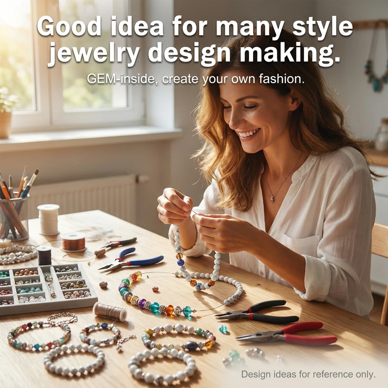 Natural Stone White Howlite Round Loose Beads For Jewelry Making Strand 15\