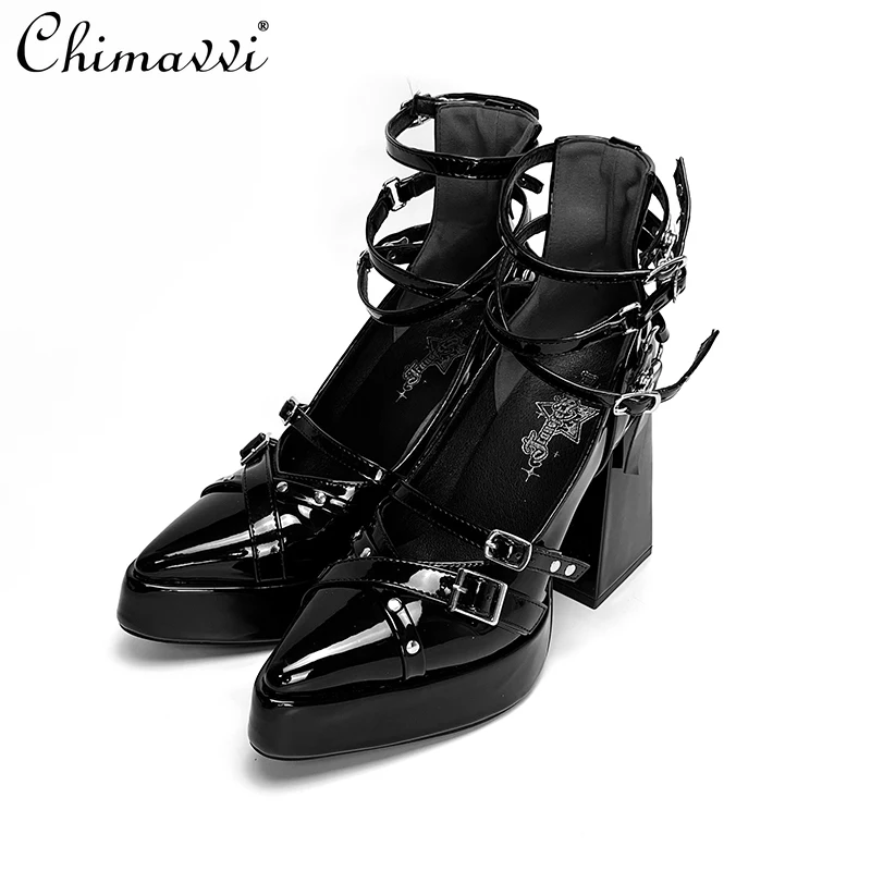 Original Pointed-Toe Waterproof Platform High Heels Autumn New Gothic Style Classy Shoes Lolita Women Ladies Mary Janes Shoes