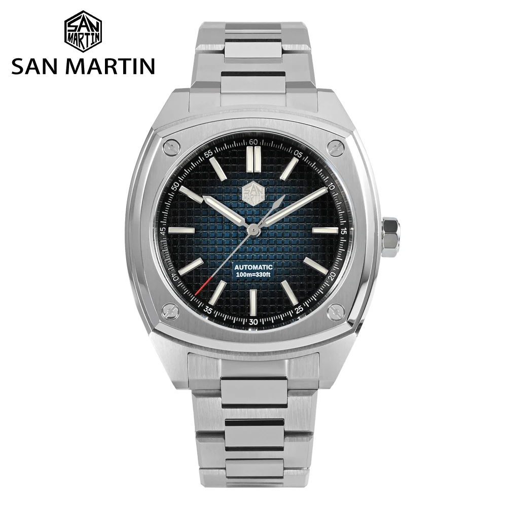 

San Martin Original Design 39.5mm Square Case Men Luxury Sport Watch Classic Dress Automatic Mechanical Gradient Checkered Dial